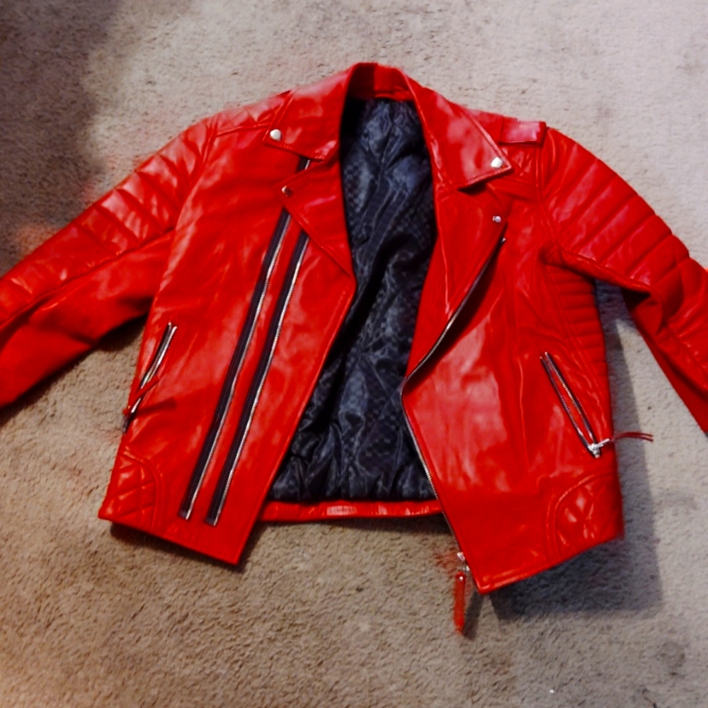 Red biker jacket